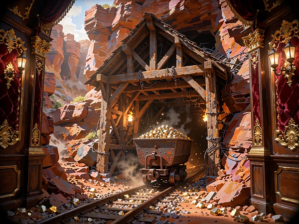 Slot Canyon Gold Mine - wejście do kopalni złota w kanionie, automat w WestAce Casino